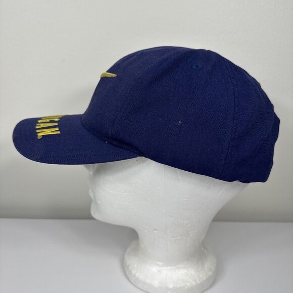Vintage Nike Team Sports Michigan Wolverines SnapBack Big Swoosh Hat Cap Blue - Picture 3 of 13